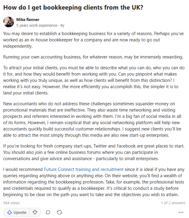 Quora answer screenshot showing views