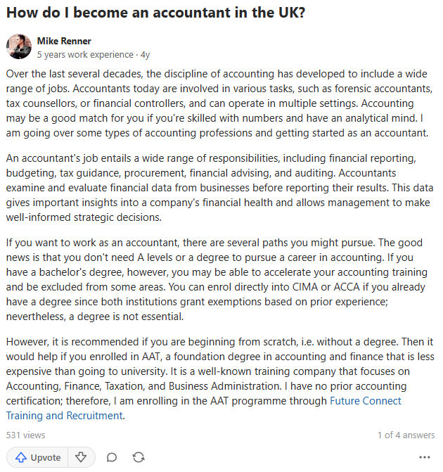 Quora answer screenshot showing views